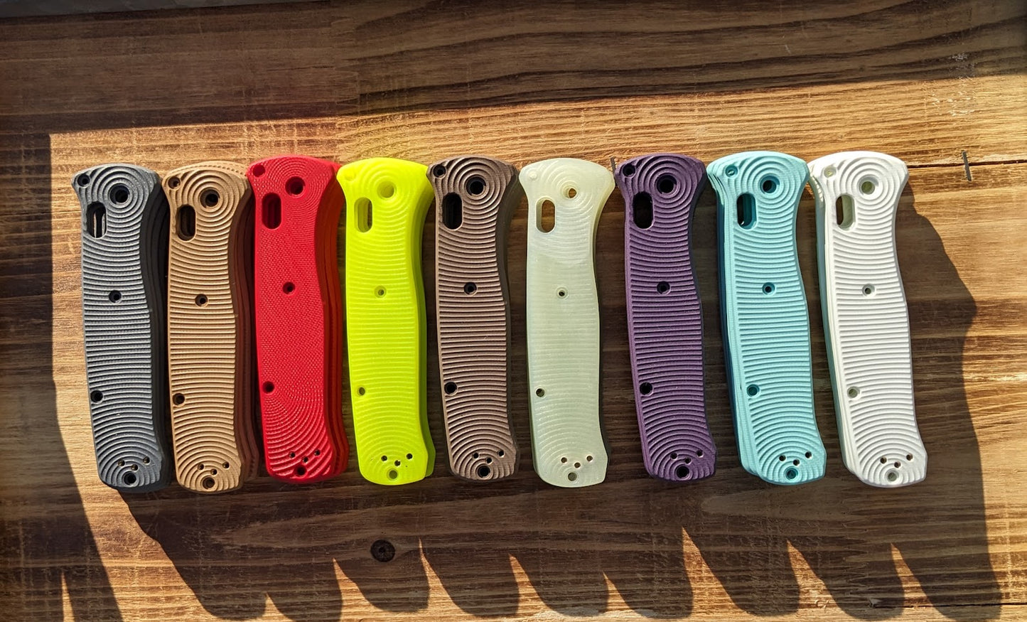 Aftermarket G-10 scale sets for the Benchmade Bailout by Ripp's Garage Tech.