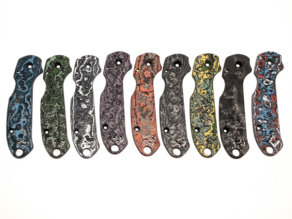 Spyderco Para 3 Skinny Mod Fat Carbon Contoured Sine Wave Scale Set