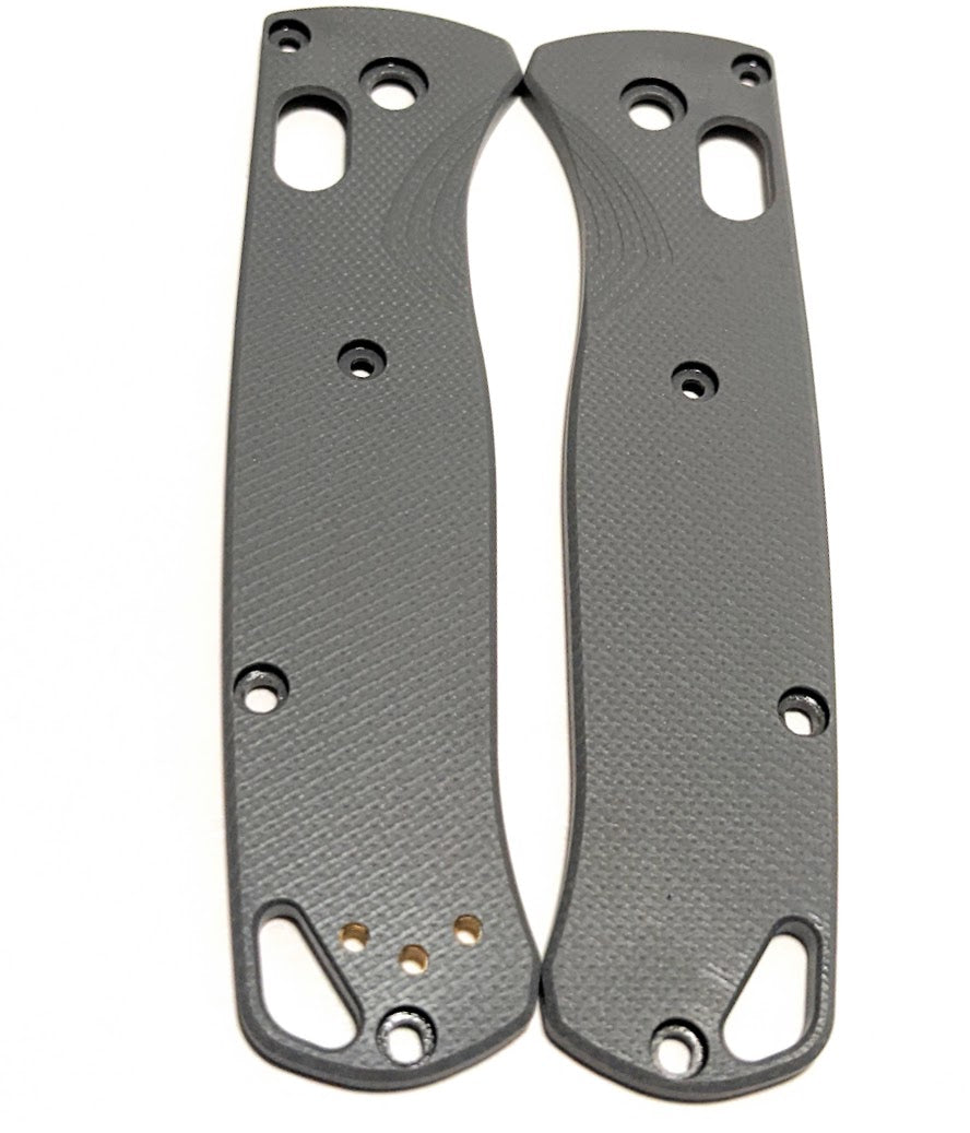 Cool Gray Bugout Scales in G-10 with Angle Parallel milling pattern