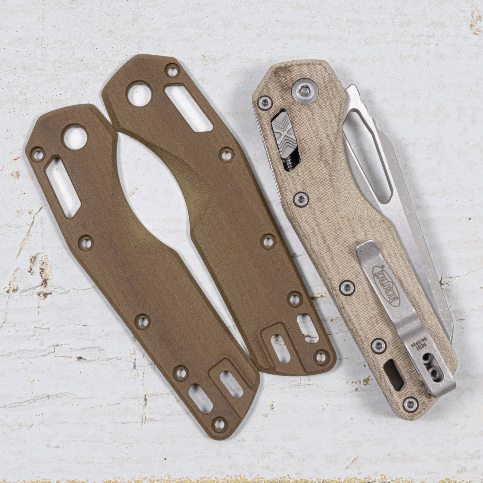 Microtech MSI S/E Micarta Scale Sets – Ripp's Garage Tech LLC