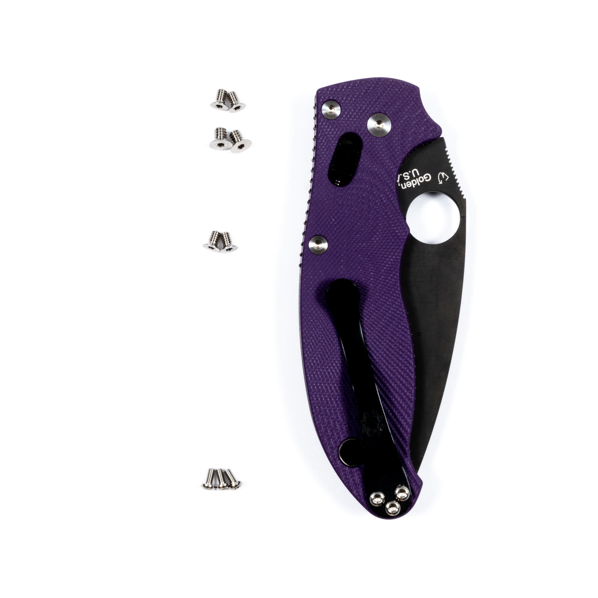 Purple Titanium Back Spacer Deep Pocket Clip Screws Set For Spyderco selling Manix 2 G10