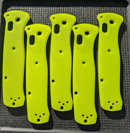 Day Glow Bailout replacement scales by Ripp's Garage Tech showing all 5 milling patterns 