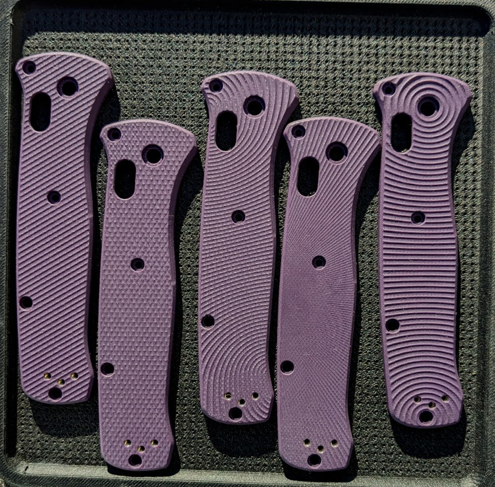 Purple G-10 Bailout scales by Ripps Garage Tech