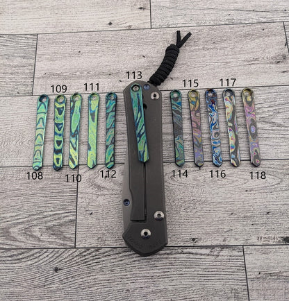 Chris Reeves Knives (CRK)  Polished Timascus Pocket Clips 12-18-2023
