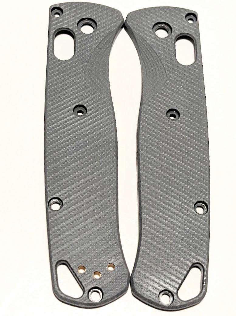 Cool Gray Bugout Scales in G-10 with Deep Angle Parallel milling pattern.