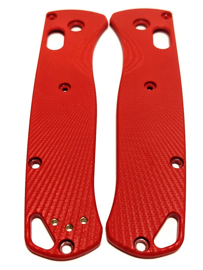 Current Red Benchmade Bugout scales with Fluted milling pattern on them