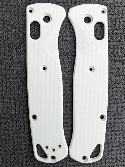 White G-10 Bugout scales with Diamond Milling pattern on them